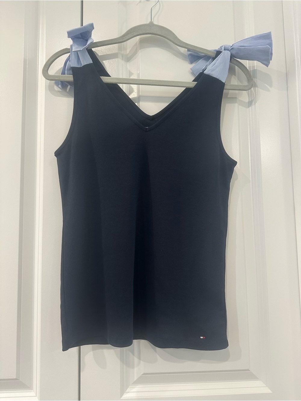 Tommy Hilfiger Navy V-Neck Tank with Light Blue Tie Straps